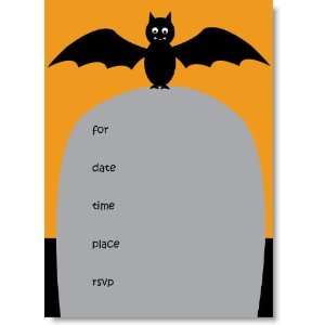   Gravestone Bat Fill In Halloween Party Invitations 