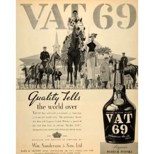  1934 Ad Vintage VAT 69 Scotch Whiskey Horse Racing 