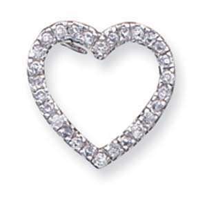  Sterling Silver CZ Heart Slide Pendant Jewelry