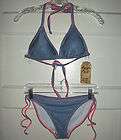   ~Denim Blue w/ Pink Trim 2pc Bikini Swimsuit~Womens size M~NWT~New