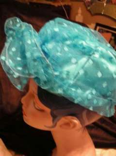 VINTAGE TURQUOISE VEILED HAT WITH FREE MATCHING PURSE  