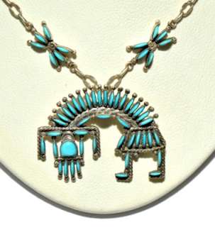 Zuni Turquoise Rainbow Kachina Necklace  H & A Bowekaty  