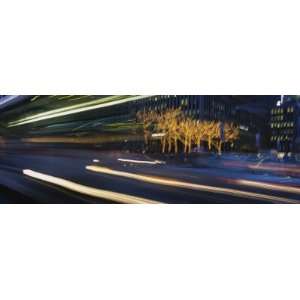 Traffic on the Street at Night, Sixth Avenue, Manhattan, New York City 