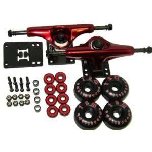   Red SKATEBOARD TRUCKS, Wheels, AMP ABEC 5 Bearings