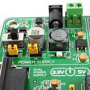 Dual switching power supply allows the board to support both 3.3V and 
