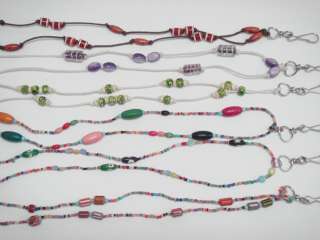 SIX STYLE GLASS BEADED NECKLACES ID/BADGE HOLDERS 30