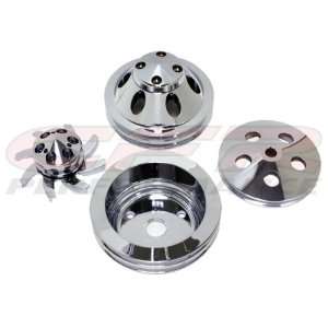  CHEVY SMALL BLOCK COMPLETE PULLEY SET (LWP)   CHROME 