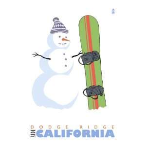  Dodge Ridge, California, Snowman with Snowboard Stretched 