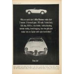  1964 Alfa Romeo Giulia 1600 SPIDER Right Hand Drive Ad 