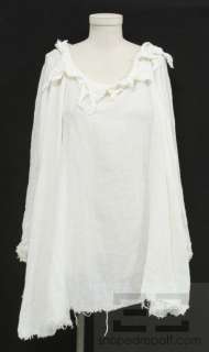 Vivienne Westwood Anglomania Off White Cotton Raw Edge Peasant Top 