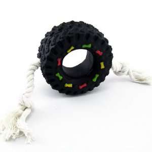  Squeaky Tire Dog Toy with Rope