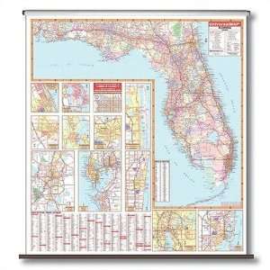  State Wall Maps on Rollers With Backboards State Florida 