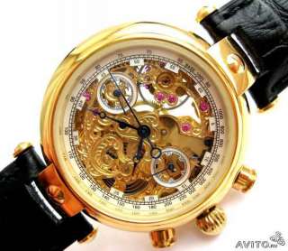 Russian WATCH GILT Chronograph SKELETON BOX  