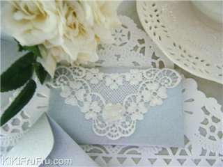 wedding anniversary tea favor silver embroidered lace gift envelope