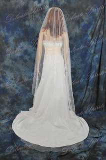 1T White Chapel Beaded Scalloped Wedding Veil  