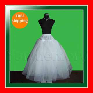 White Multi Layer Hoopless Bridal Slip Petticoat Skirt/Crinoline/Prom 