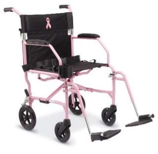 Medline MDS808200BC Transport Wheelchair Pink   Breast Cancer 
