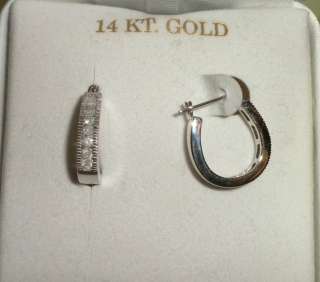 14 KT WHITE GOLD DIAMOND HOOP EARRINGS 48PTS. AWESOME QUALITY  