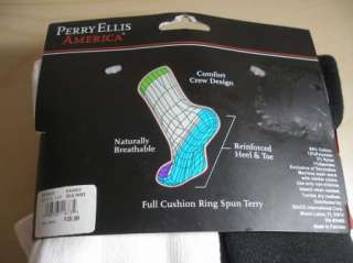 Perry Ellis Crew Socks pack of 6 pair (3 white 3 black)  