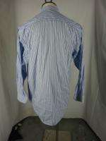 BALMAIN Blue Striped Dress Shirt sz XLT XL Tall 17.5 36/37  