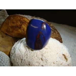 Tagua Nut Ring Dark Blue