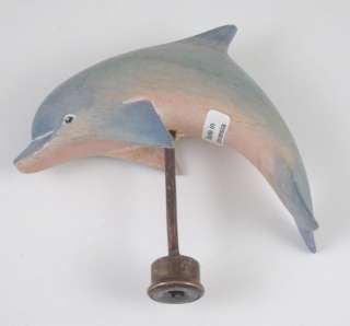  Island Dolphin Hand Carved Wood Finial Lamp Topper Made of wood 
