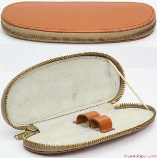   Style Zip light brown pen pouch for two pens 1960s NICE  