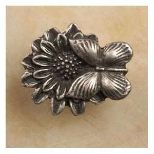   Hardware 466 Butterfly On Flower Knob Pewter Bright