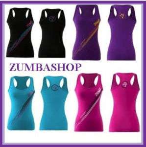 Zumba Tank Top Zoom XS XXL Black Purple Pink Aqua Blue  