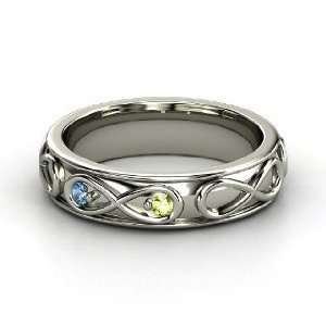   Love Ring, 14K White Gold Ring with Peridot & Blue Topaz Jewelry