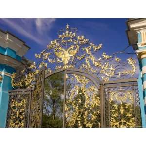 Gate Detail and Support Towers at Catherine Palace, Pushkin, Russia 