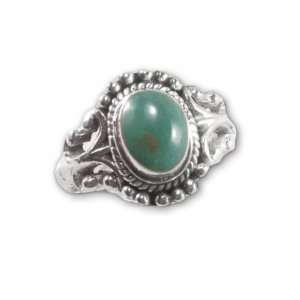 Turquoise Butterfly Ring Scroll and Bead Antique Design Artisan Made 