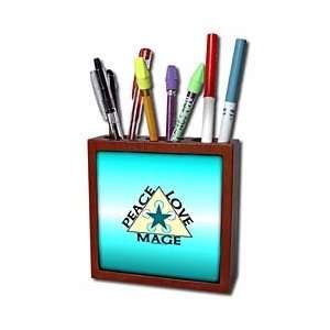  Designs WoW   Peace Love Mage on Aqua   Tile Pen Holders 5 inch tile 