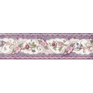 Wallpaper Border Country Floral Purple, Pink & Green  