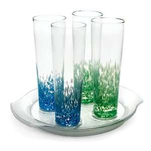  Dansk Spa Set of 4 Tall Beverage w/ Tray