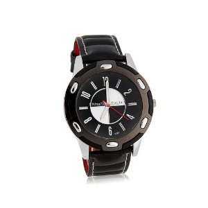   Dial Men Analog Watch with Faux Leather Strap Black 