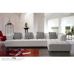 Litz White Leather Sectional Sofa (White) (See Description 