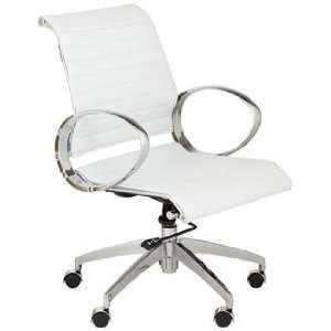    Linear White and Chrome Low Back Desk Chair
