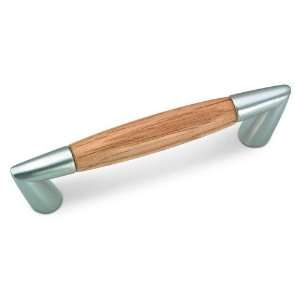 Eclectic expression   3 3/4 centers modern wood handle in brushed nic